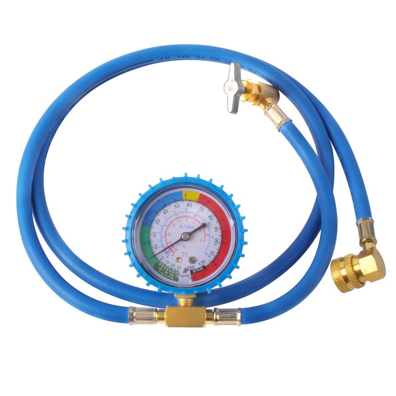 Ketofa R134a Charging Hose A/C Refrigerant Recharge Hose Quick Couple,R-134A Refrigerant Recharging Hose Kit with Gauge Total Long 52'' Charge Hose - Image 1